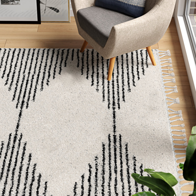 AllModern Geometric Black/Off White Area Rug & Reviews Wayfair